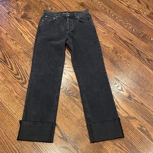 Denim Forum (Aritzia) sz 26 The Arlo Hi-Rise Cuff black denim jeans